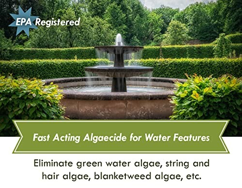 Fountain with EPA registered algaecide for water features